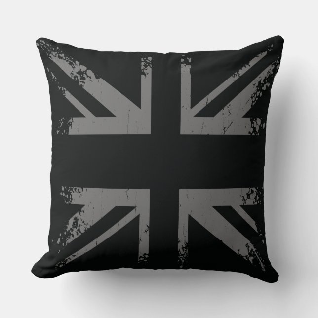 Almofada Bandeira de prata do Grunge de Union Jack (Frente)