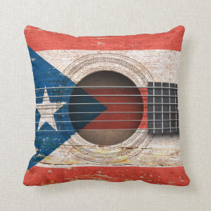 Almofada Bandeira de Puerto Rico na guitarra acústica velh