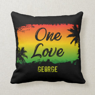 Almofada Bandeira de Rasta jamaicana com cor tropical one L