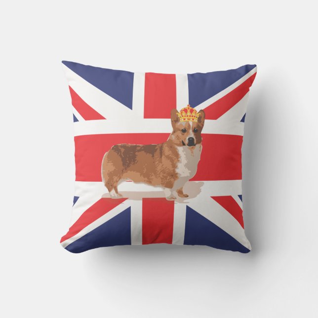 Almofada Bandeira de Union Jack com o travesseiro do Corgi (Frente)