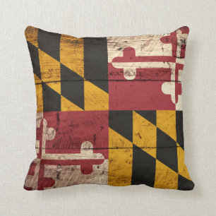 Almofada Bandeira do estado de Maryland na grão de madeira