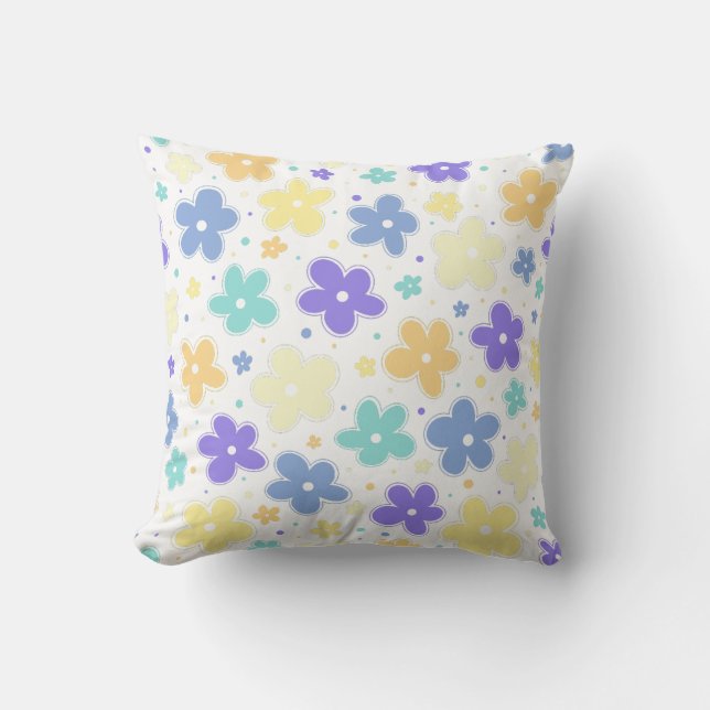 Almofada Bandeira do Orgulho Genderfaun Flores do Doodle Pa (Frente)