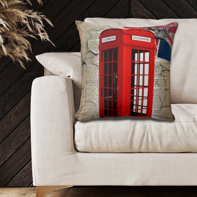Almofada bandeira do sindicato jubilee coroa estante vermel (union jack flag jubilee crown red telephone booth throw pillow)