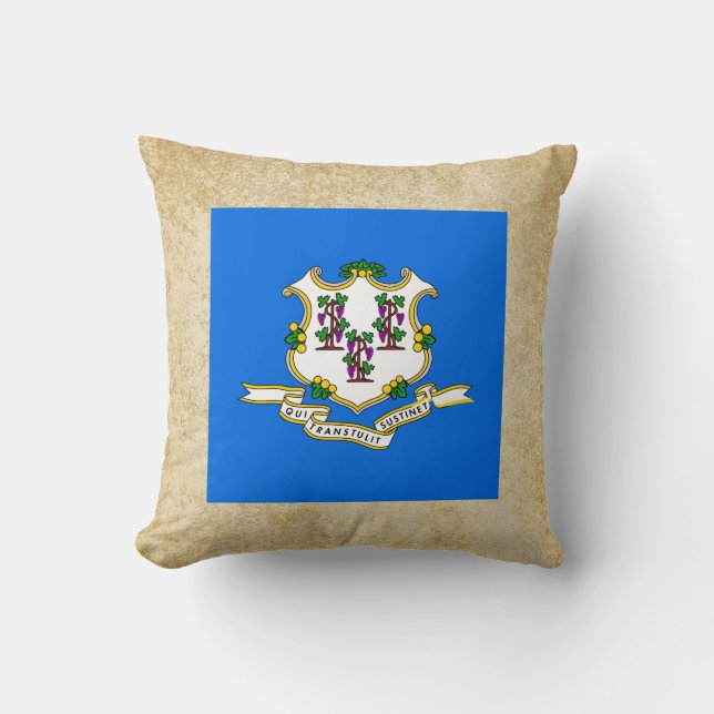 Almofada Bandeira dourada de Connecticut (Frente)