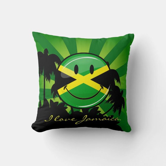 Almofada Bandeira jamaicana sorridente (Frente)