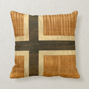 Almofada Bandeira norueguesa Wood Norsk Flagg - kongeriket 