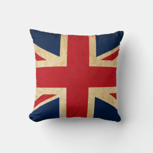 Almofada Bandeira Union Jack de Reino Unido do Grunge do