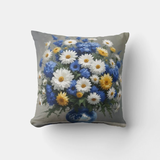 Almofada Bando de Flores de Aquarela Elegante (Frente)