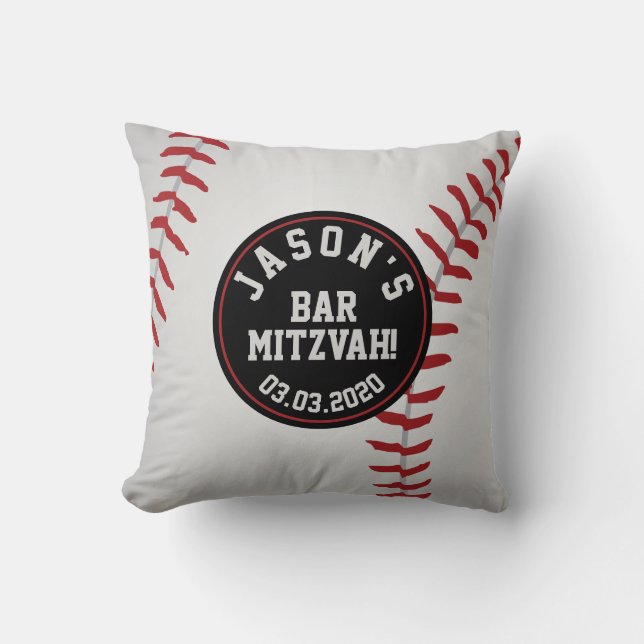 Almofada Bar de baseball personalizado Mitzvah (Frente)