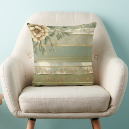 Almofada Barão barroco de ouro estriado verde-sábado