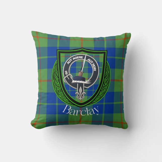 Almofada Barclay Scottish Clan Tartan & Crest (Frente)