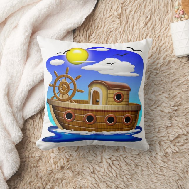 Almofada Barco de Pesca Cartoon  (Cobertor)