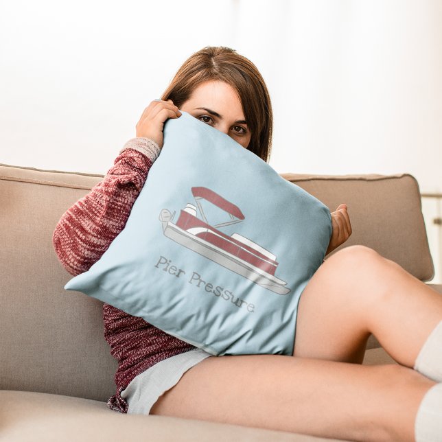 Almofada Barco de Pontoon Vermelho e Branco Personalizado (Criador carregado)