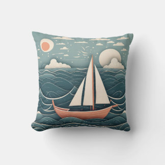 Almofada Barco De Velas No Oceano