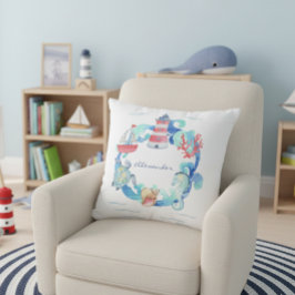 Almofada Barco e Farol de Animais do Oceano Náutico