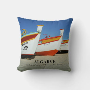 Almofada Barcos de Pesca na Foto de Praia de Algarve
