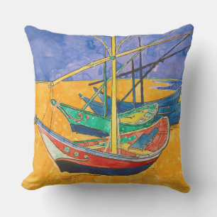 Almofada Barcos de Van Gogh Impressionismo Praia