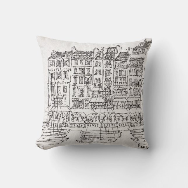 Almofada Barcos Vieux-Port| Marselha, França (Frente)