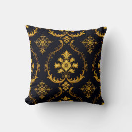 Almofada "Barockes Ornament-Muster in Gold und Schwarz"