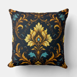 Almofada "Barockes Ornament-Muster in Gold und Schwarz"