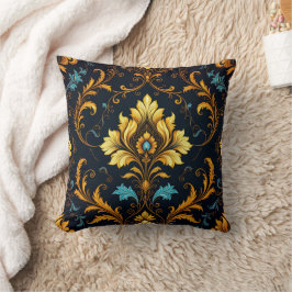 Almofada "Barockes Ornament-Muster in Gold und Schwarz"