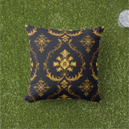 Almofada "Barockes Ornament-Muster in Gold und Schwarz"