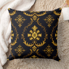 Almofada "Barockes Ornament-Muster in Gold und Schwarz"