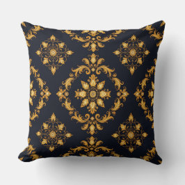 Almofada "Barockes Ornament-Muster in Gold und Schwarz"