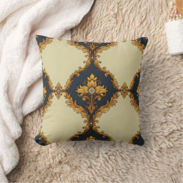 Almofada "Barockes Ornament-Muster in Gold und Schwarz"