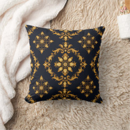 Almofada "Barockes Ornament-Muster in Gold und Schwarz"