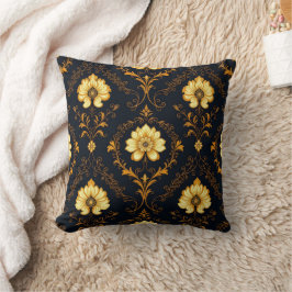 Almofada "Barockes Ornament-Muster in Gold und Schwarz" Dec