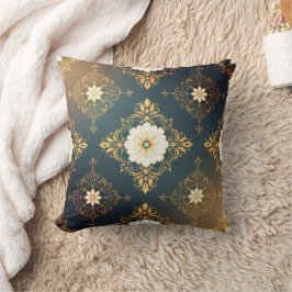 Almofada "Barockes Ornament-Muster in Gold und Schwarz" Dec