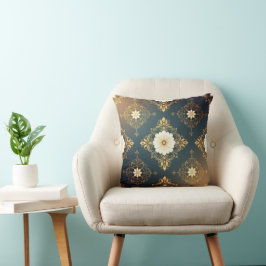 Almofada "Barockes Ornament-Muster in Gold und Schwarz" Dec