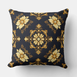 Almofada "Barockes Ornament-Muster in Gold und Schwarz" Dec