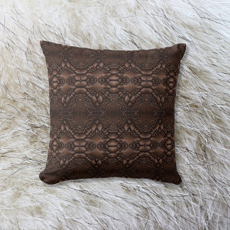 Almofada Barroco Faux Leather Brown Patterno Fleece Blanket