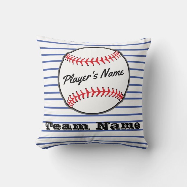 Almofada Baseball em Blue stripe Name Sports Boys Room (Frente)