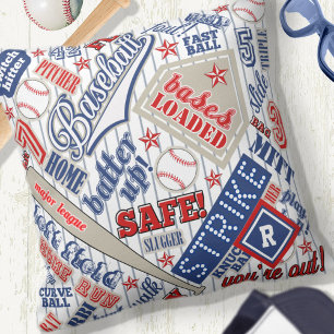 Almofada Baseball Typography Red White Blue Stripes ID770