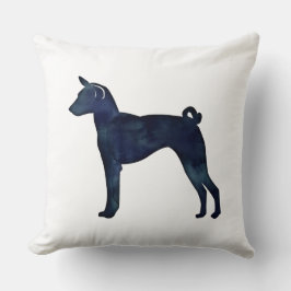 Almofada Basenji Dog Black Watercolor Silhouket