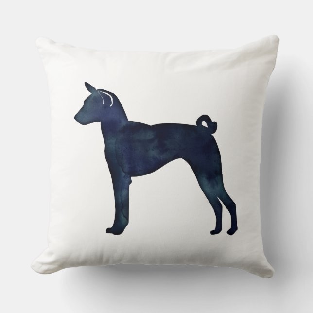 Almofada Basenji Dog Black Watercolor Silhouket (Frente)