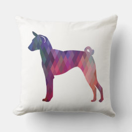 Almofada Basenji Dog Geo Pattern Silhouette Pink