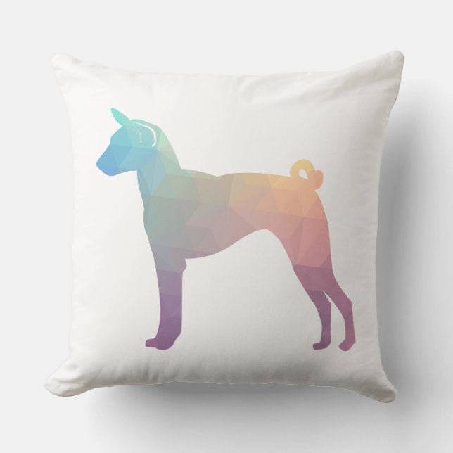 Almofada Basenji Geométrico Pattern Silhouette Pastel (Frente)