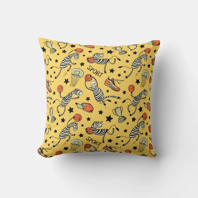 Almofada Basketball game seamless pattern with doodle cute  (Frente)