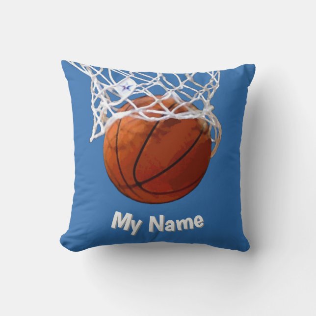 Almofada Basketball Your Name Custom Steel Blue Background (Frente)