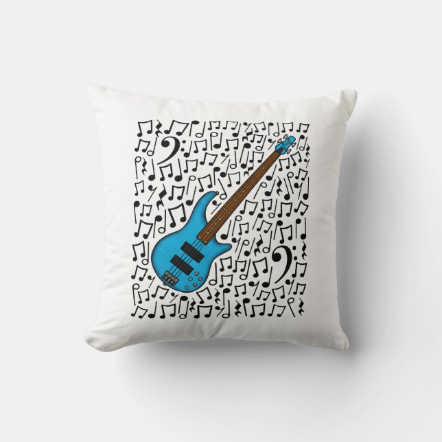 Almofada Bass Guitar Musical Notes Bassista Musical (Frente)