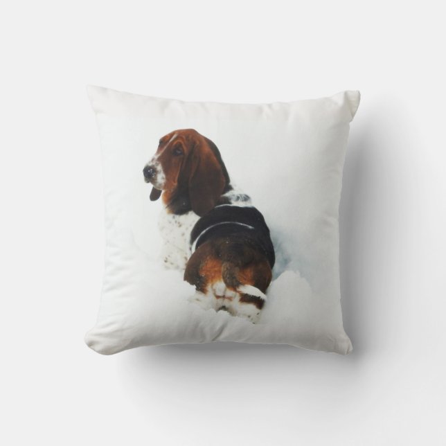 Almofada Basset Hound bonito no travesseiro decorativo da (Frente)