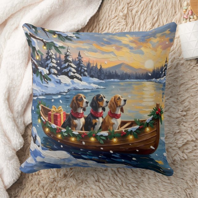 Almofada Basset Hound Christmas Boat Holiday (Cobertor)