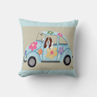Almofada Basset Hound em Carro Hippie