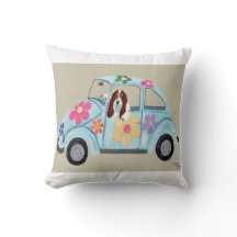 Basset Hound in Hippie Car