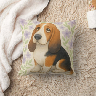 Almofada Basset Hound Throw Pillow Gift for Dog Lovers Flor