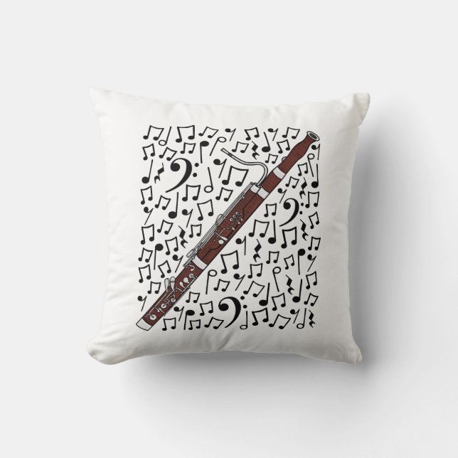 Almofada Bassoon Musical Notes Bassonista Professora de Mús (Frente)